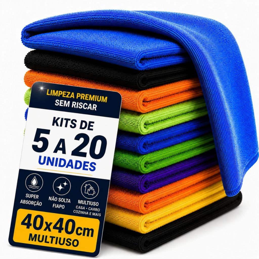 Pano Microfibra Premium 40x40cm - Neves - Multiuso - Pia - Limpeza Geral - Cozinha - Multicores