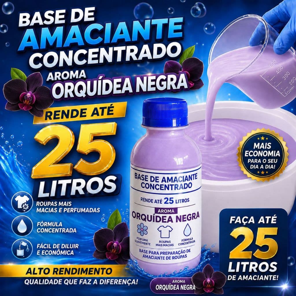 Base Para Fazer Amaciante Orquídea Negra Concentrado Rende 25 Litros
