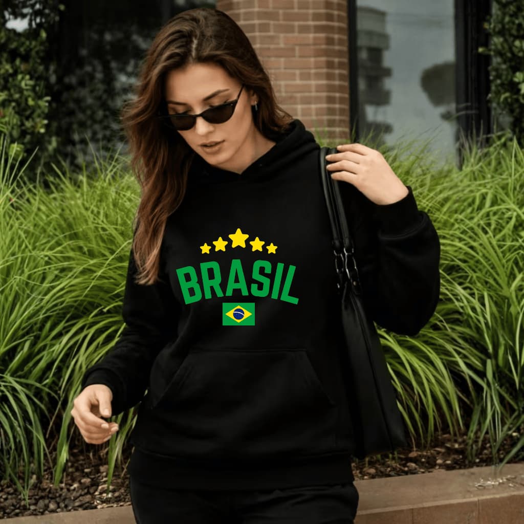 Moletom Canguru Brasil Estampado Premium Promoção Inverno Copa Do Mundo Envio Rapido