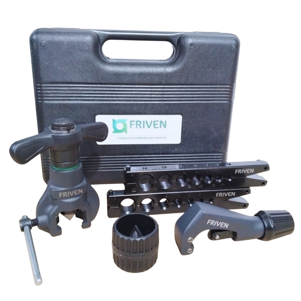 FLANGEADOR FRIVEN "D" EXCÊNTRICO COM MALETA. RCT-808 (3/16" A 3/4") + CORTADOR E ESCARIADOR DE COBRE