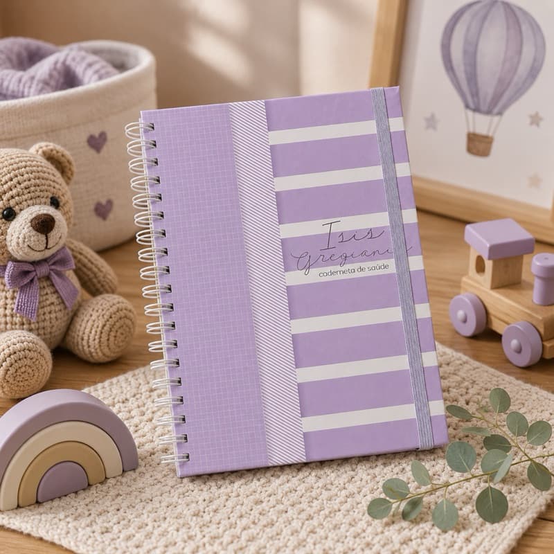 Caderneta de Vacinação Personalizada MENINA e MENINO, Clean/ Xadrez / Chick e Minimalista Rosa