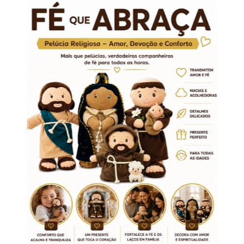 Zip Pelucias Nossa Senhora Aparecida, Jesus São Francisco de Assis Santo Antonio Brinquedos Infantil