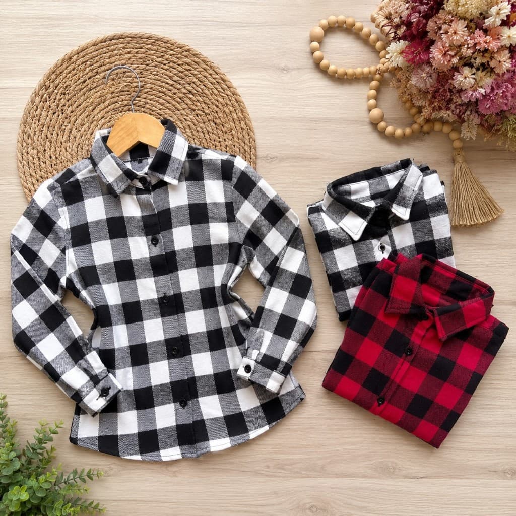 camisa vestido Infantil Xadrez Menina Manga Longa Chamise Inverno Festa Junina Blogueirinha