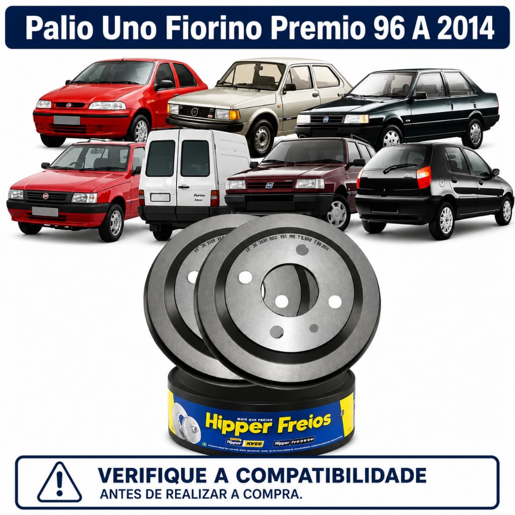 Par Tambor Freio Palio Uno Fiorino Premio 96 A 2014 Traseiro S/cubo