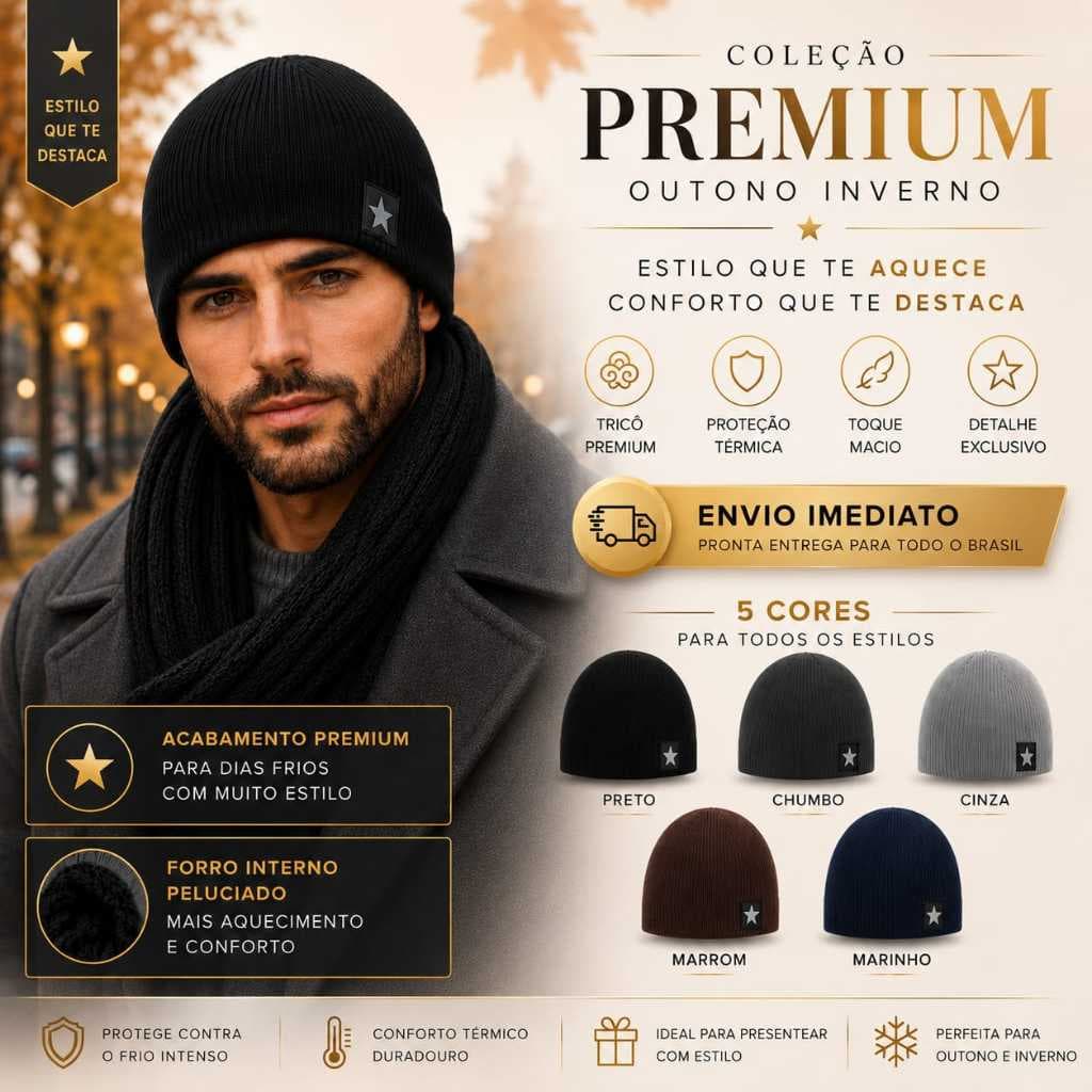 Gorro Touca Premium Masculina Forrada Peluciada Inverno Tricô Quente