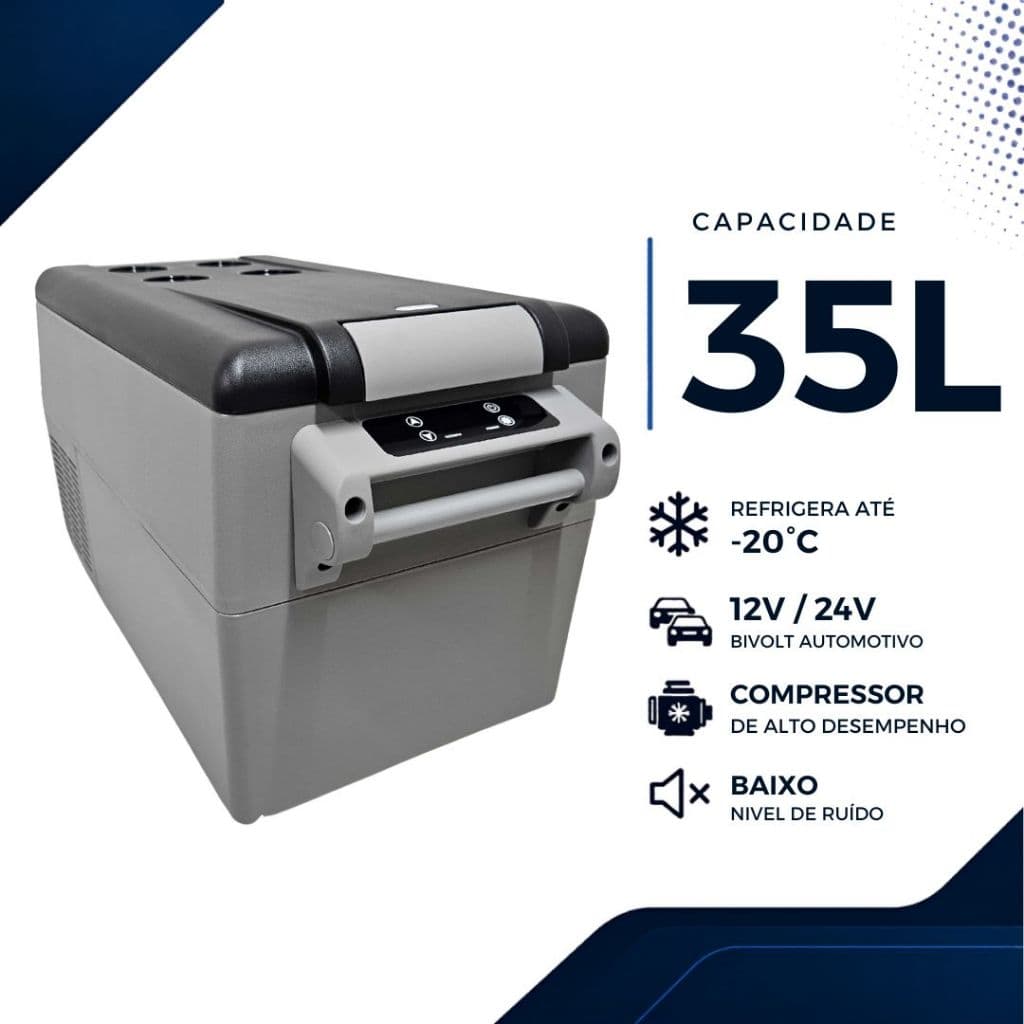 Geladeira Portatil 35 Litros 12V/24V 110v/220v Mini Geladeira Barco Iate Lancha Freezer Caminhão Mini Freezer Caminhão