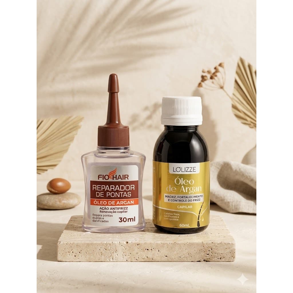 Kit Oleo de argan + Reparador de pontas | Nutrição Capilar | Cabelo de salão em casa