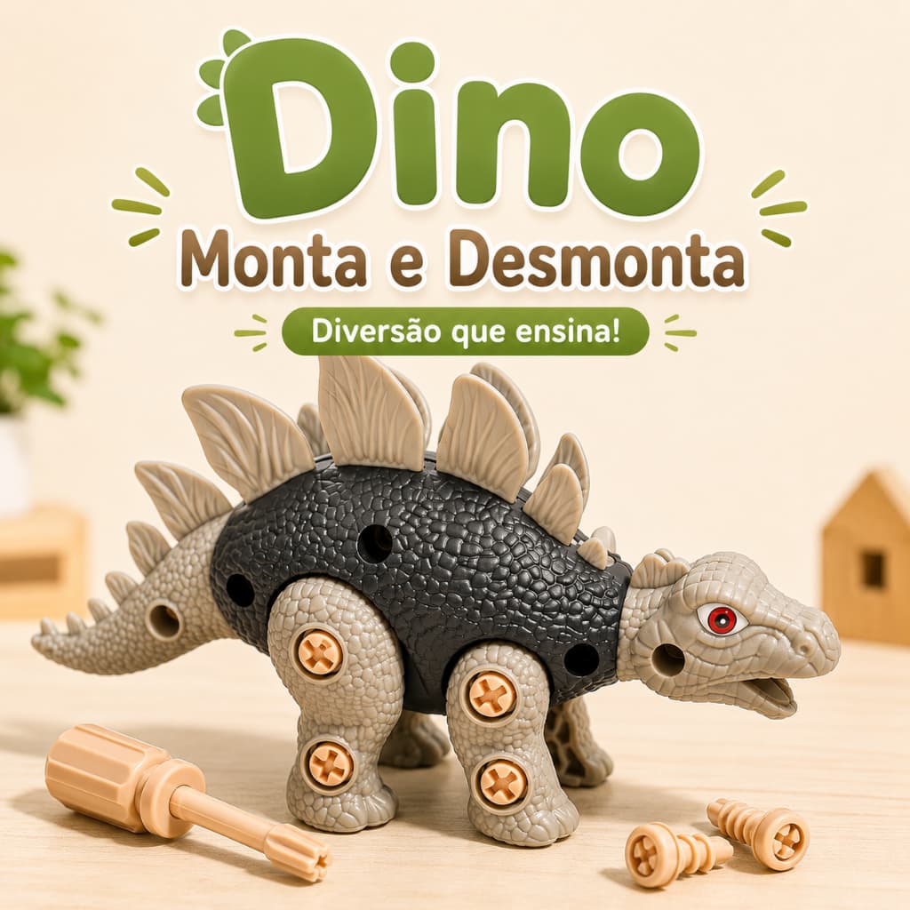 Brinquedo Dinossauro Monta E Desmonta Articulado Com Ferramenta Infantil Educativo Didático