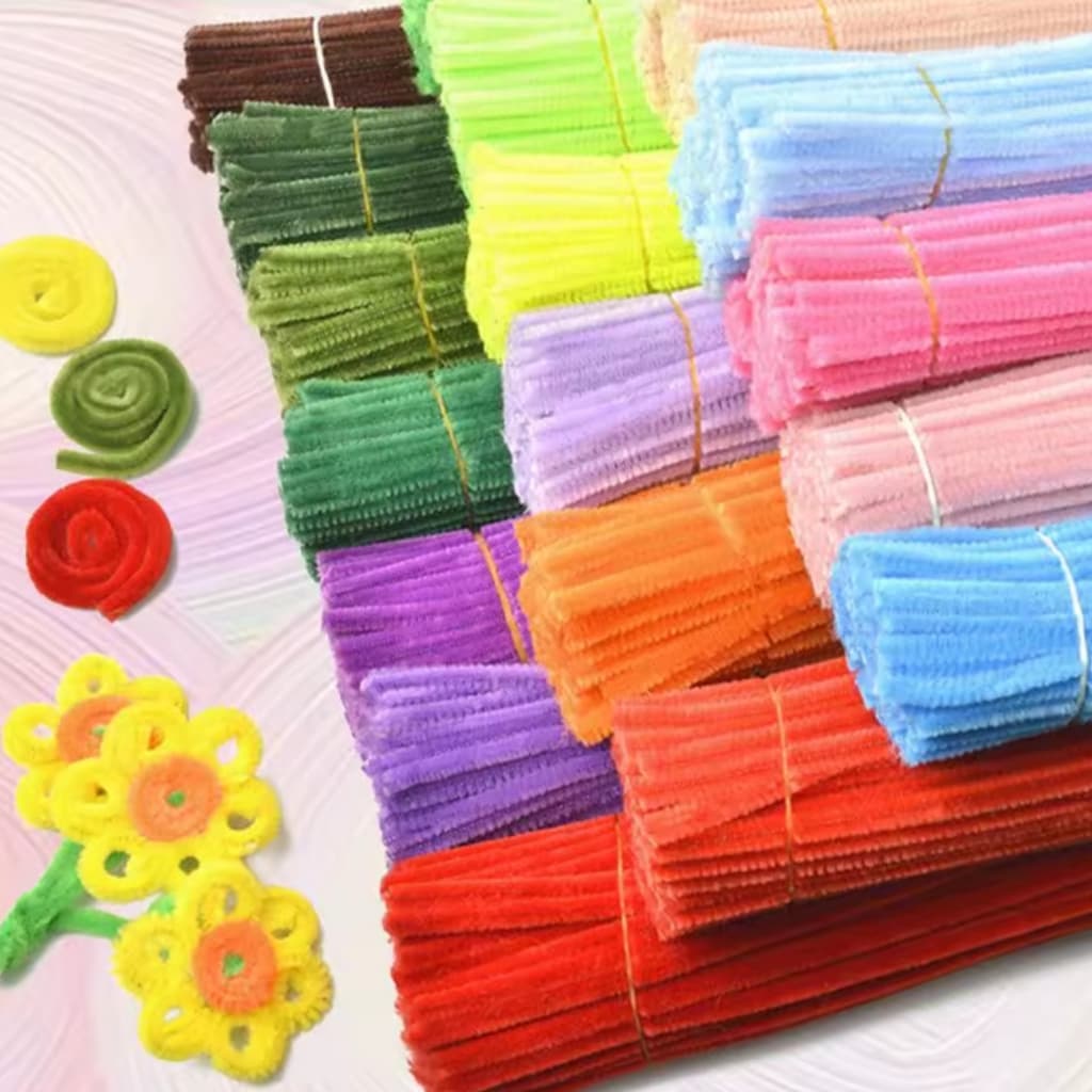 100 ~ 200 Haste de Chenille Limpador de Cachimbo Fios Artesanato Colorido DIY Escolar 30cm