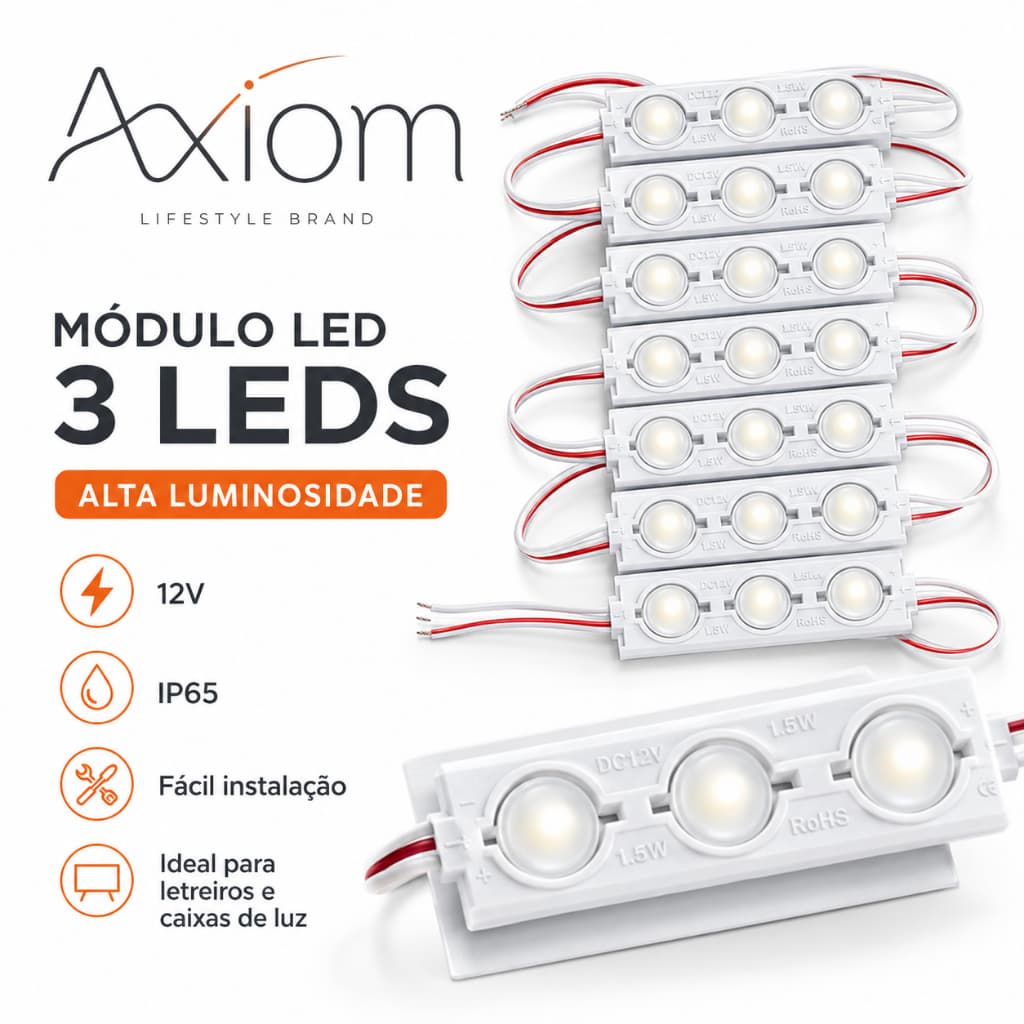 Módulo de LED Axiom À Prova D'Água 12V para Letreiro Luminoso Fachada e Letra Caixa