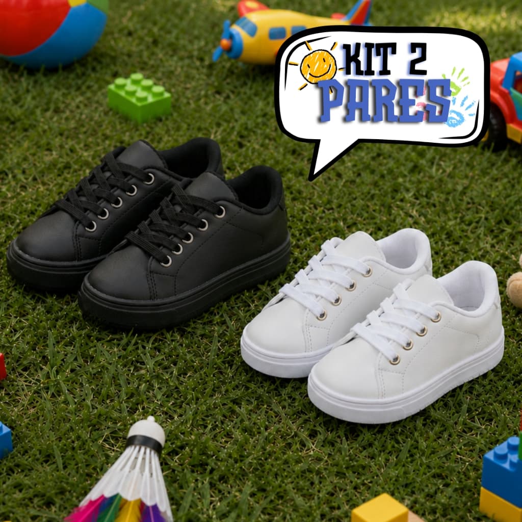Kit 2 Pares Tênis Infantil Menino Casual Confortável Leve Macio Para Escola -  Promoção Exclusiva