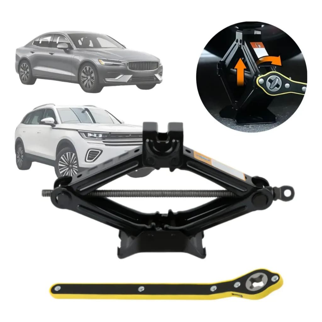 Macaco Mecânico Sanfona Universal + Chave Catraca Para Carros Passeio 1500kg Automotivo Aço Reforçado
