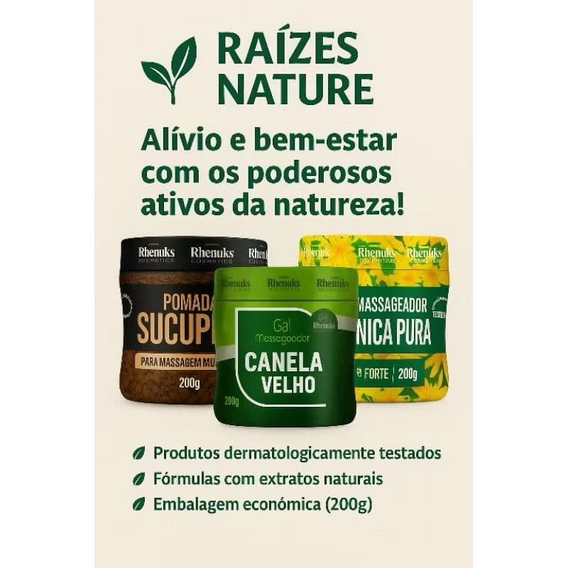 Mix 3 Pomadas Massageadoras Anti Dor Muscular 200g Resultado Imediato