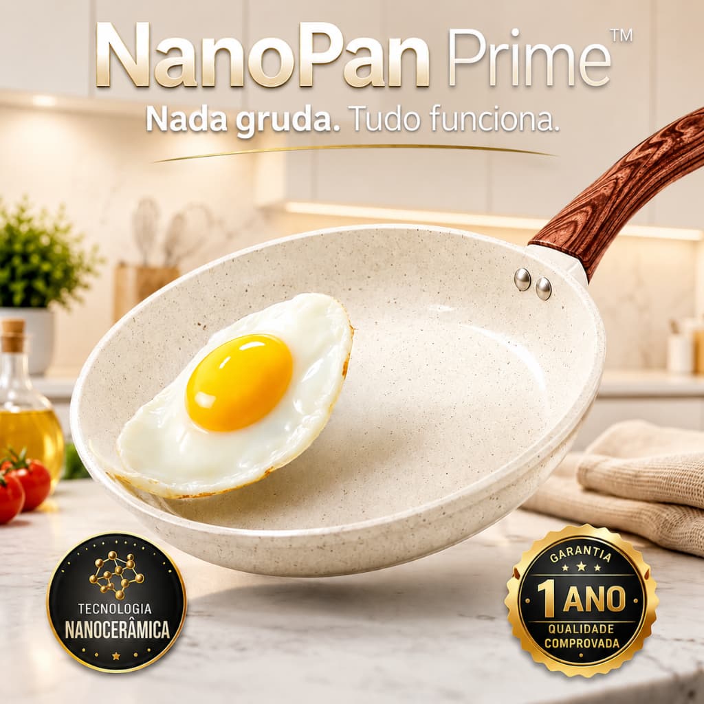 Frigideira Antiadherente Nanoceramica 28cm Creme Panela Cozinha Duravel Saude