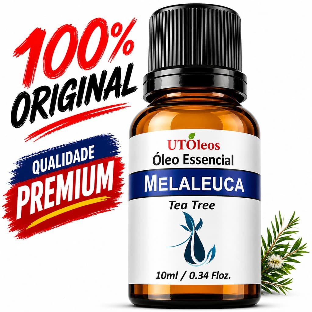 Oleo Essencial de Melaleuca Puro 10ml Tea Tree Aroma Intenso Frasco Âmbar Gotejador Uso Diário