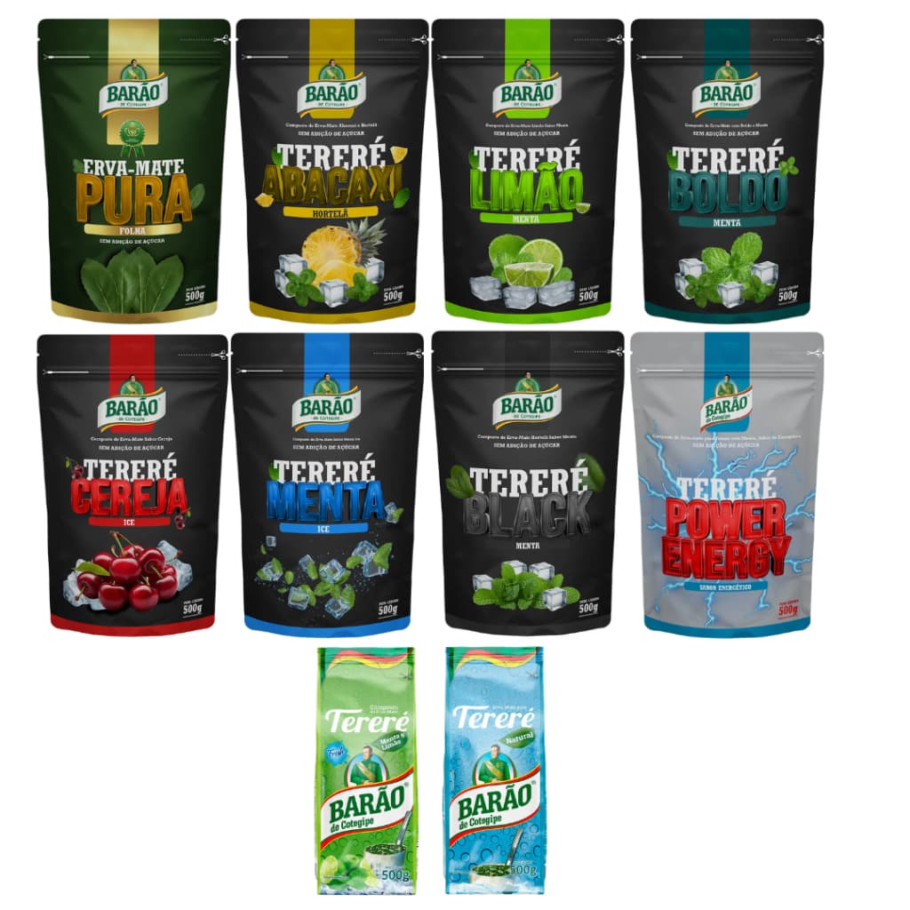Kit 2 Erva Mate Terere Black Barão 500g cada Escolha o sabor Erva sempre fresca