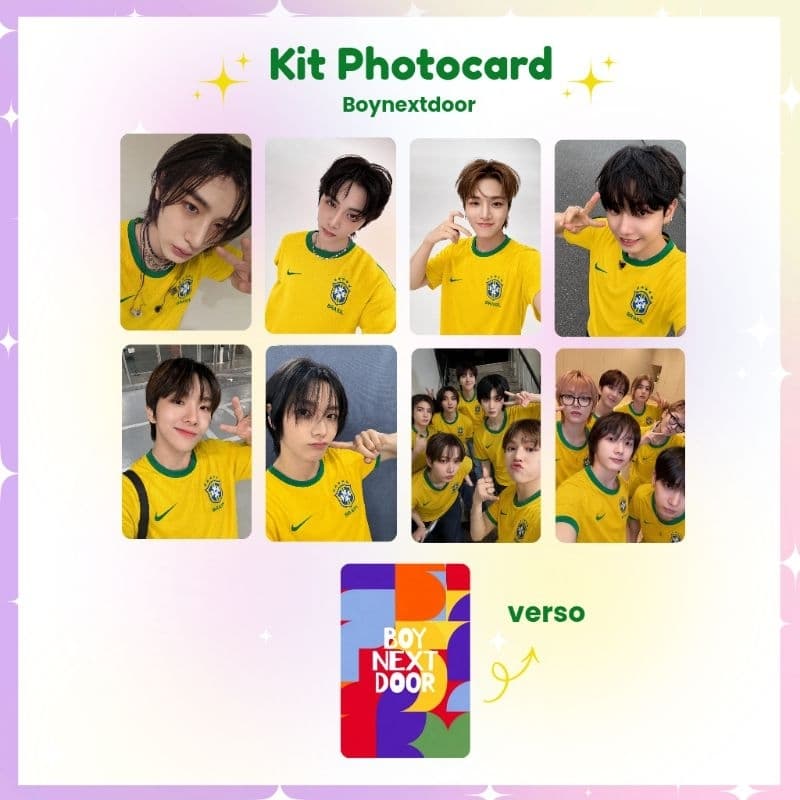 Kit 8 Photocards BOYNEXTDOOR Brasil Copa do Mundo 2026 - Photocard Fanmade fotos prontas (LEIA A DESCRIÇÃO)
