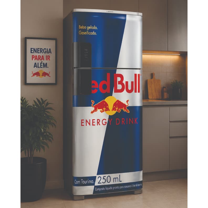 Envelopamento Red Bull Adesivo De Geladeira Bar