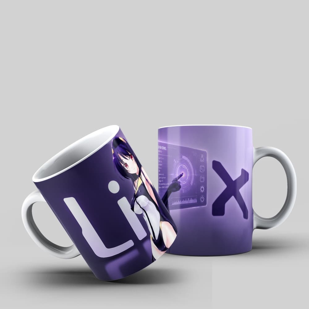 Caneca Linux Anime Waifu Hacker Programador Geek Top