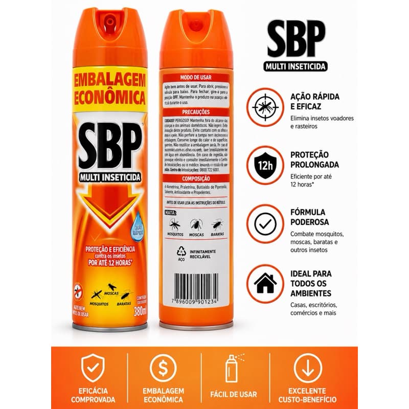 SBP Multi Inseticida Aerossol – Proteção por Até 12h | 380ml
