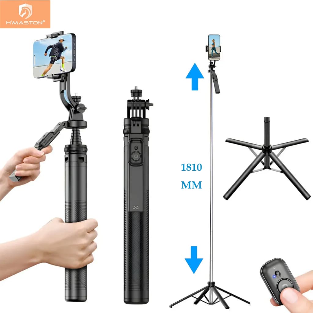 H'maston Bastão Tripé Pau De Selfie Para Celular Com Controle 180 Cm