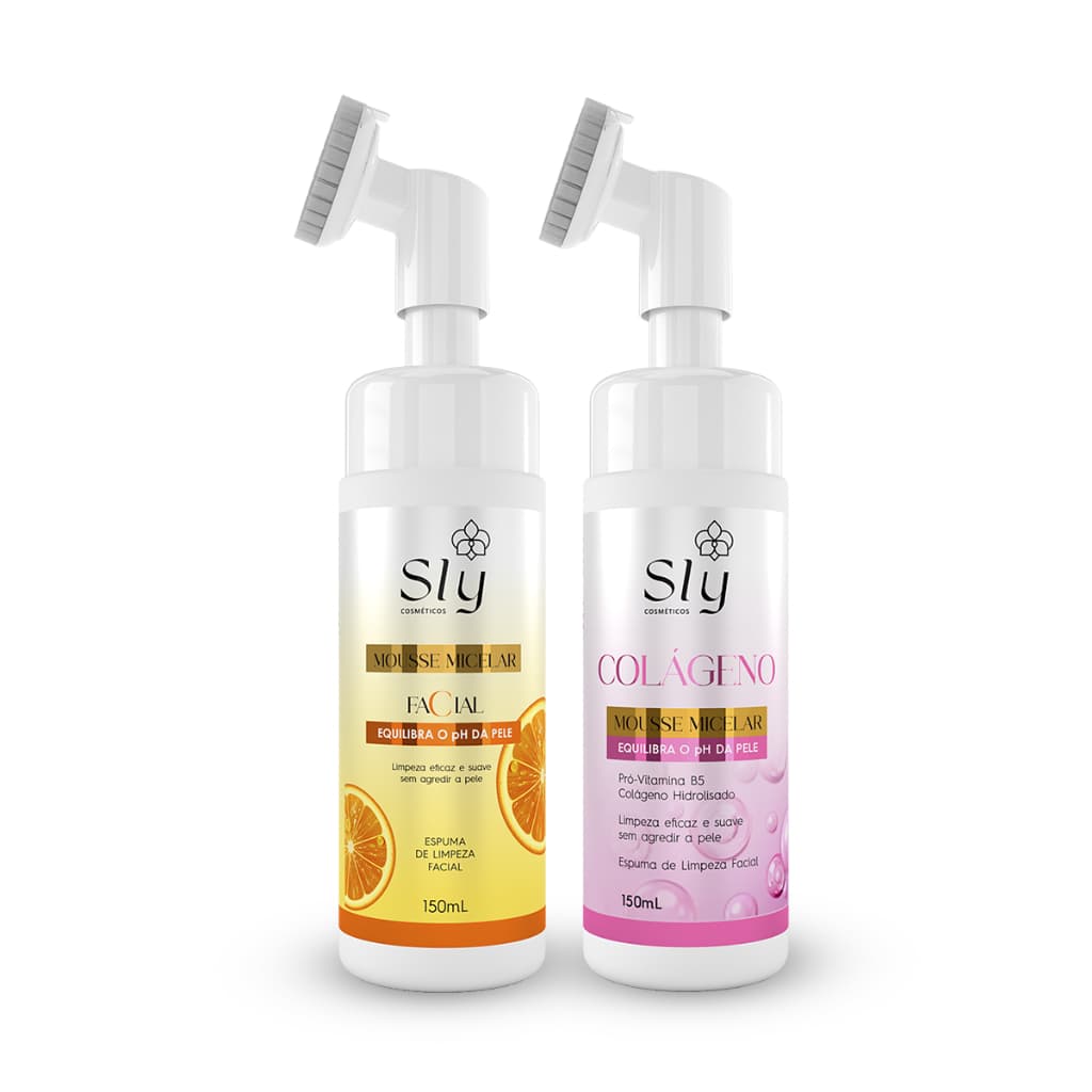 Kit 2 Mousse Micelar Facial Limpeza Suave Vitamina C + Colágeno 150ml Cada Pure Nature