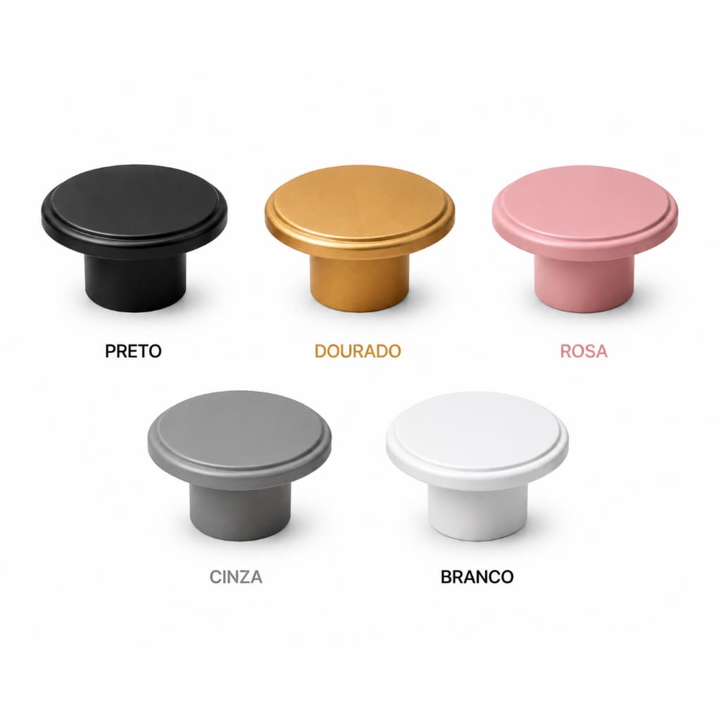 Puxador de Móveis Gavetas e Armários Colorido Kit 3/5/6/8/10/15 Modelo Aurora