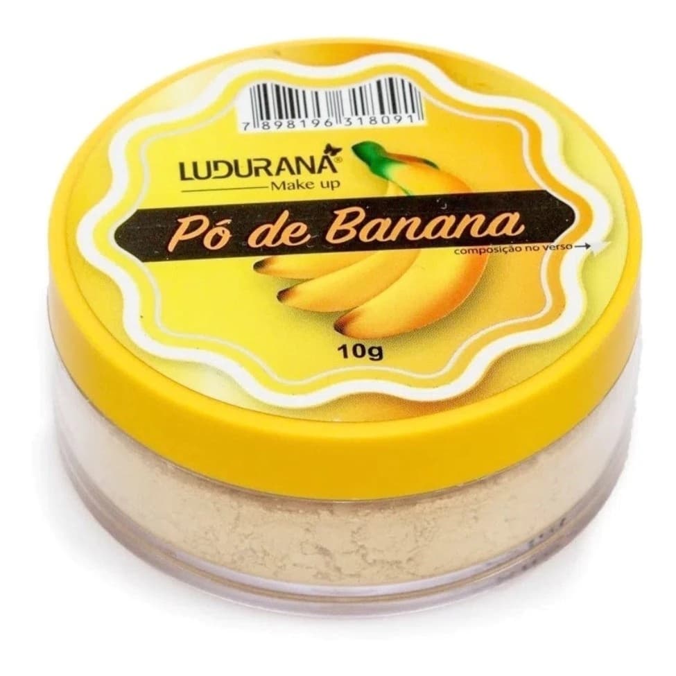 Pó de Banana Ludurana 10g - Pó Facial Translúcido para Controle do Brilho e Efeito Porcelana