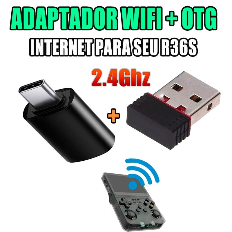 Adaptador Wifi Dual Band 5ghz + OTG para conectar video game portatil R36S R36H na inteternet