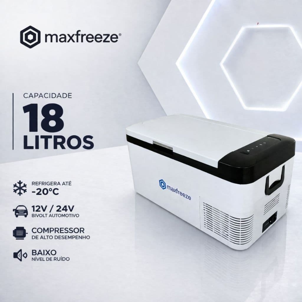 Mini Geladeira Portátil 18 Litros 12V/24V 110v/220v Caminhão Ônibus Van Carro Camping Motor Home
