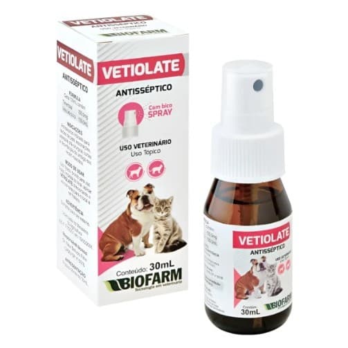 Vetiolate Antisséptico 30ml Cicatrizante Cães Gatos Biofarm
