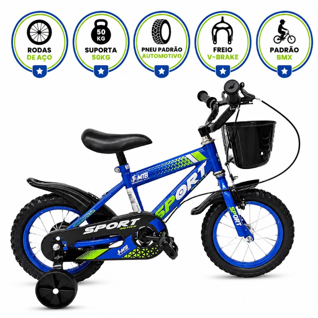 Bicicleta Roda Aço - Menino 2 a 7 Anos ALTA DURABILIDADE - Aro 12 – Pneu Borracha Automotivo - 50kg