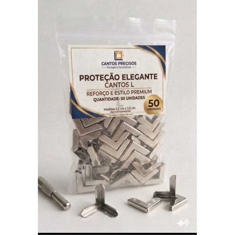 50 cantoneiras níquel prata 25x25mm ideal para agendas ,livros ,cardenos,bíblias artesanato em geral