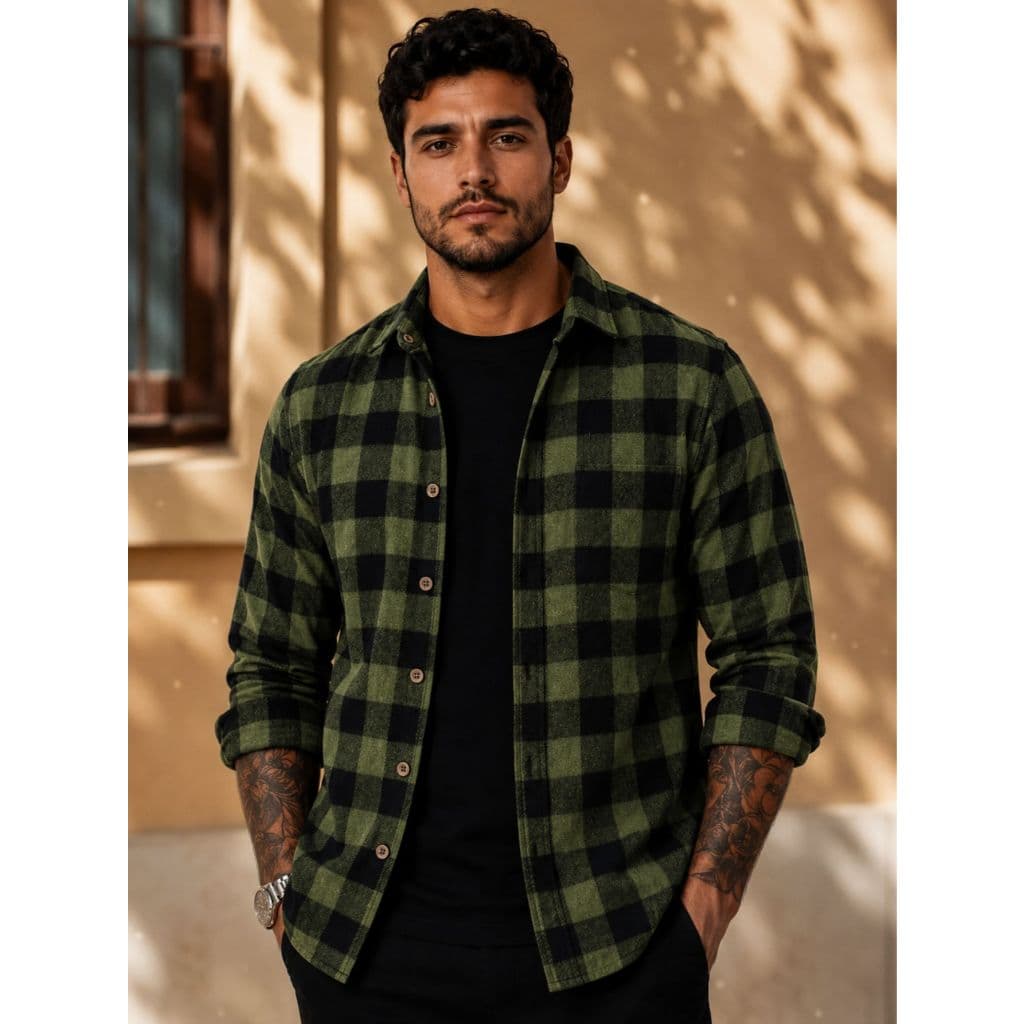 Camisa Masculina Xadrez Gola Italiana Manga Longa Casual Rodeio Festa Junina Country Cowboy