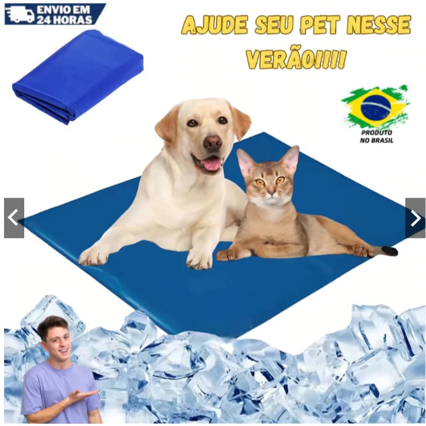 Esteira Gel Refrescante Pet Cães Gatos Tapete Térmico Auto Resfriável Verão