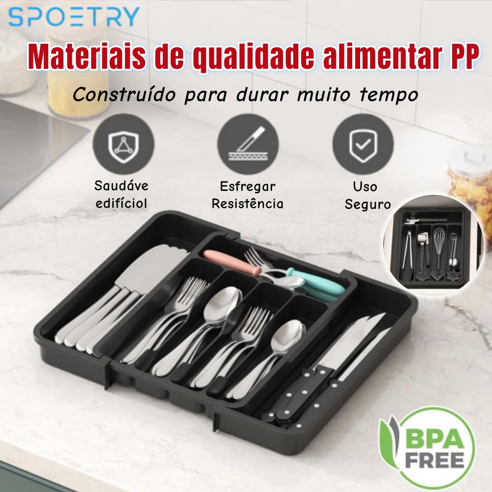 Organizador De Gavetas De Cozinha Organizador De Utensílios Ajustável Organizador De Gavetas De Talheres Para Garfos