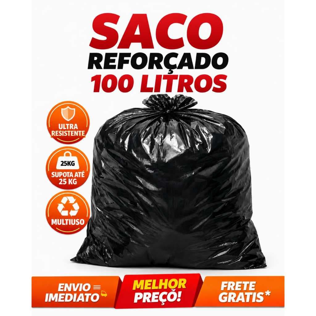 SACOS DE LIXO 100 L REFORÇADO PRETO DIRETO DA FABRICA USO PESADO