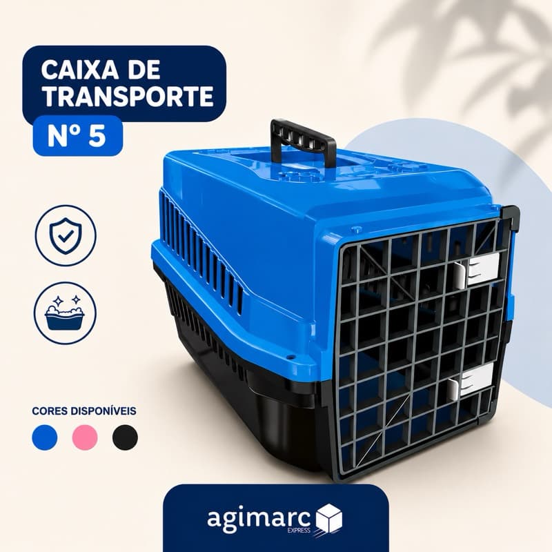 Caixa de Transporte Mec Pet N5 Cachorros Gatos Média Veterinária Plástico Trava Segurança Viagem Carro Lavável Resistent