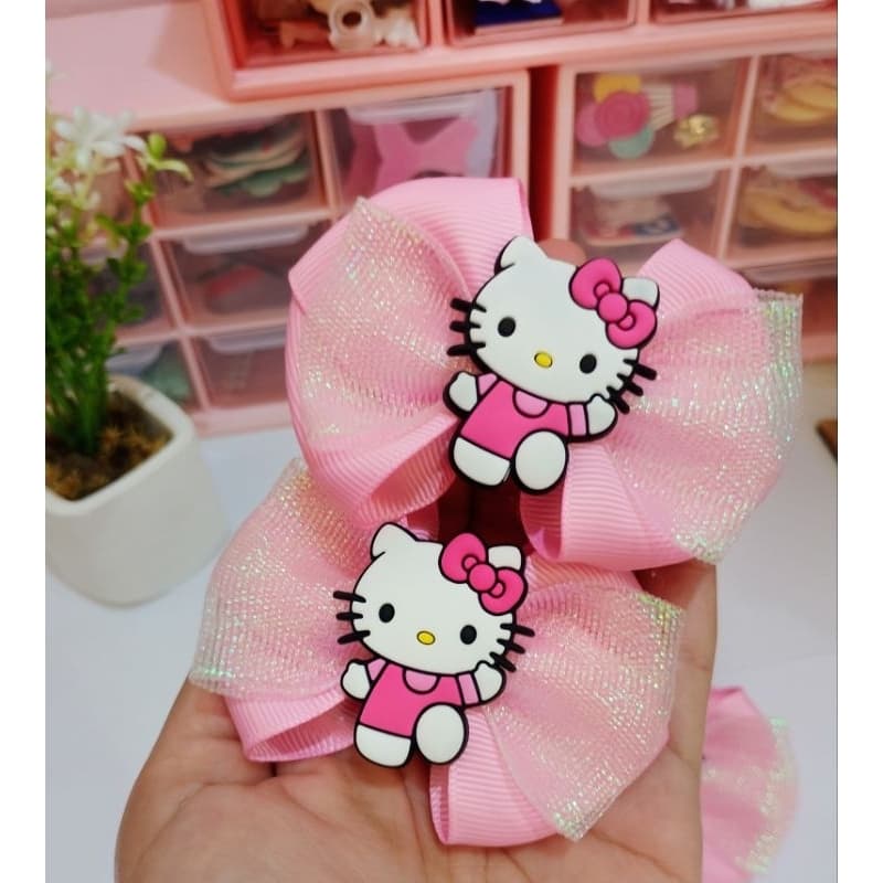 Laço infantil de cabelo Helô Kitty/presilha de cabelo rosa hello Kitty/rabicó de cabelo /laço menina tema hello Kitty