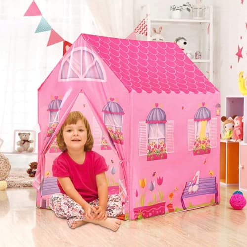 Cabana Barraca Casinha Brinquedo Infantil Menina Rosa Toca Brinquedo Dobrável Fácil de Montar
