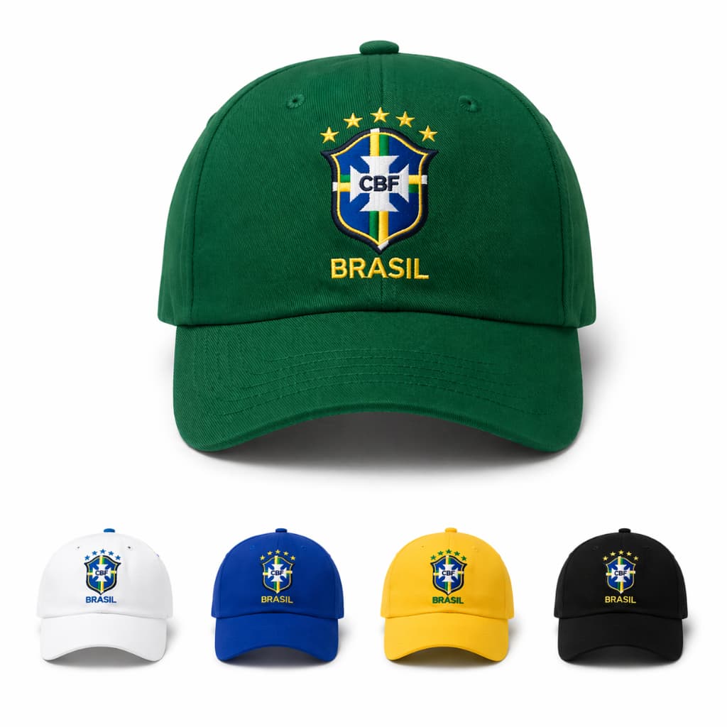 Boné Brasil Verde Amarelo Azul Branco Preto Ajustável Bordado Alta Qualidade Unissex Premium
