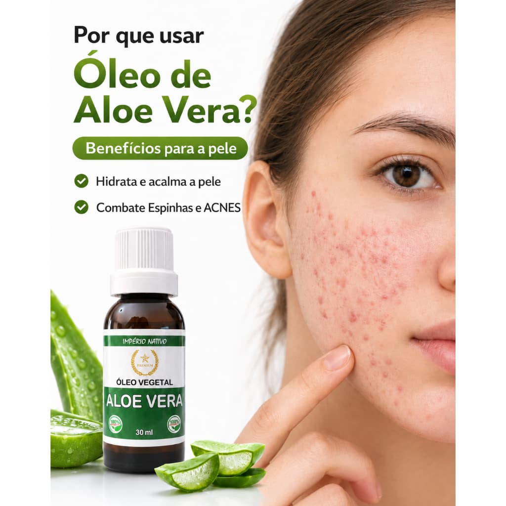 Óleo de Aloe Vera Babosa 30ml Premium Vegetal Para Acne Espinhas e Cravos