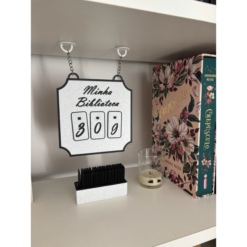 Placa minha biblioteca | Contador literário | Decoração