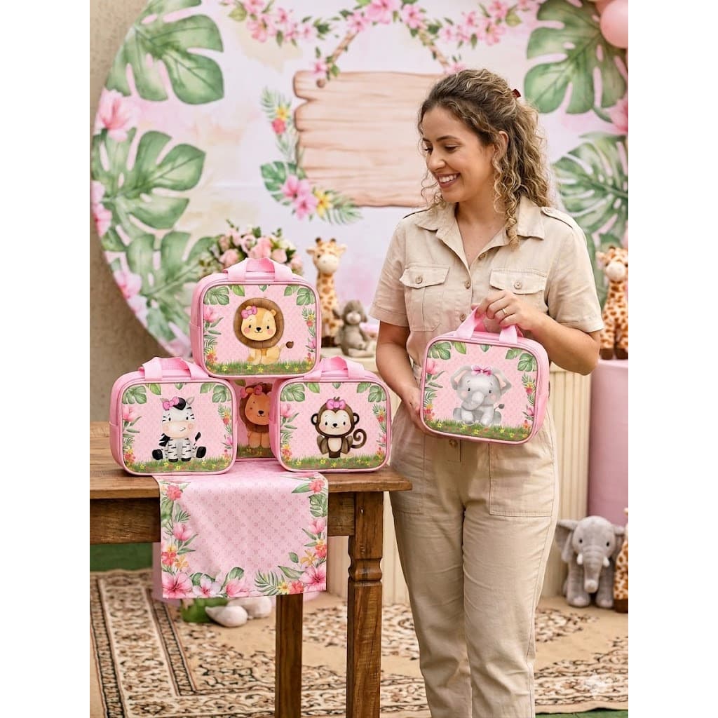 Maleta Safari Menina para aniversario. Lembrancinha sem personalização. KITS 10/20/30