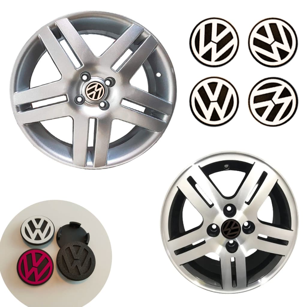 Kit 4 Calotinha Tampa Meio De Roda Volkswagen Gol Fox Golf Sportline Saveiro Aro 14 15 16 17 56mm