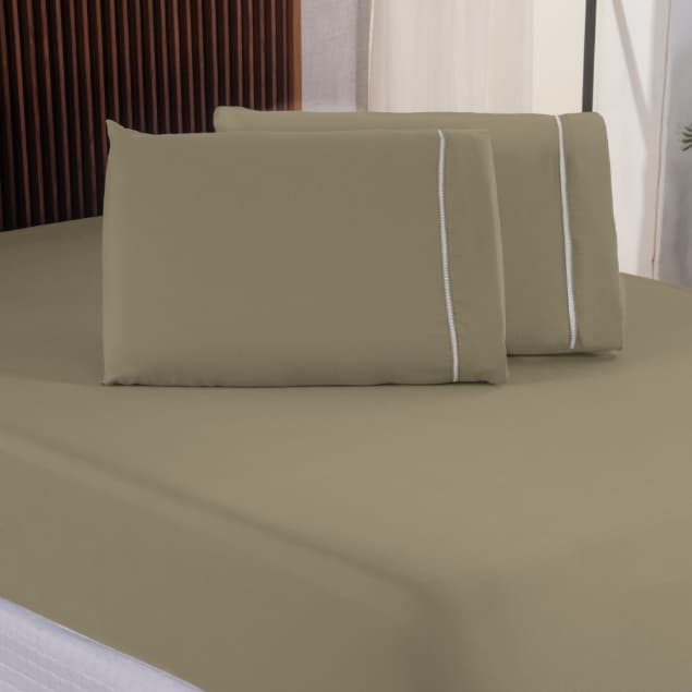 Jogo de Cama Casal e Queen 3 Peças Lençol com Elástico + 2 Fronhas Diversas Cores, Ponto Palito