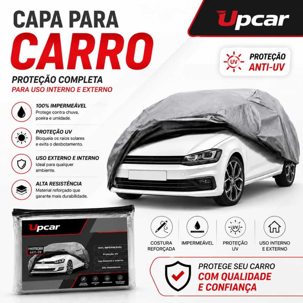 Capa Cobrir Carro Grossa Forrada Impermeável Proteção 100% Uv Sol Chuva Poeira Granizo