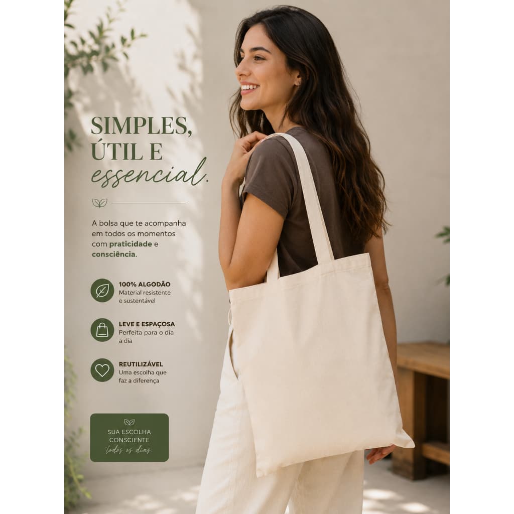5 Sacolas ECOBAG 32x38cm bolsa ecológica 100% algodão cru