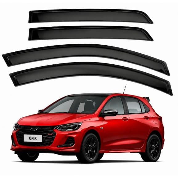 Calha Defletor de Chuva Chevrolet Novo Onix Hatch 2020/2026 4 Portas Acrílico Fumê Ecoflex