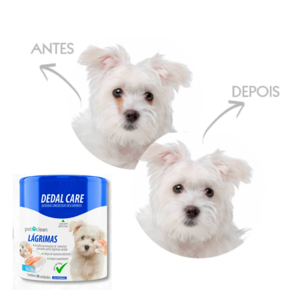 Dedeiras Umedecidas Dedal Care Limpa Lágrimas Pet Clean - 30uni
